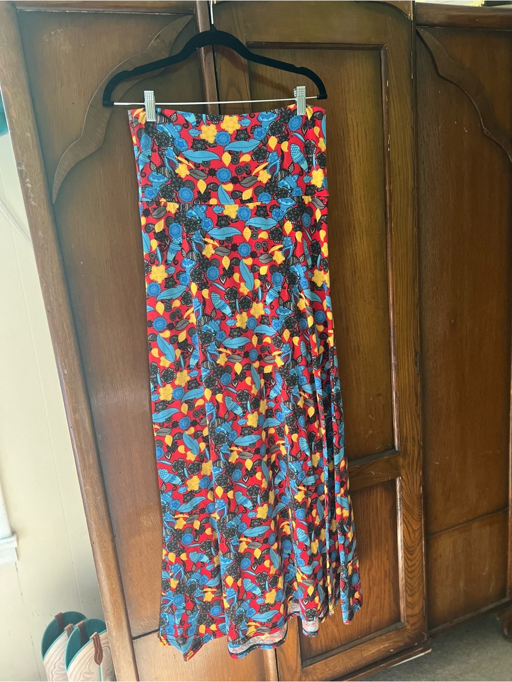 LuLaRoe Floral Maxi Skirt in Red, Blue & Yellow